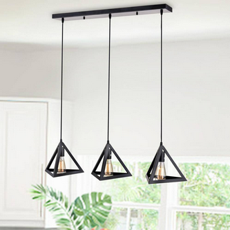 HD Direct 3-Light Brownish Black Geometric Pendant Light