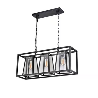 HD Direct 3-Light Black Linear Chandelier