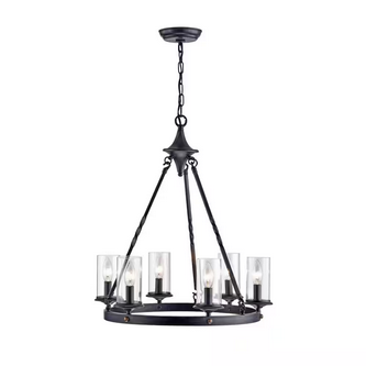 HD Direct 6-Light Candle Style Black Wheel Chandelier