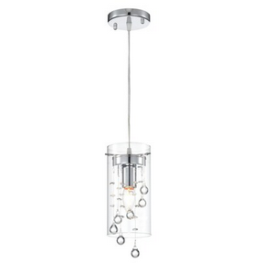 HD Direct Chrome Modern/Contemporary Clear glass Cylinder Mini Hanging Pendant light