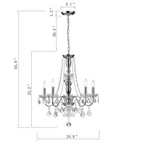 HD Direct 5 -Light Polished Chrome Modern/Contemporary Crystal