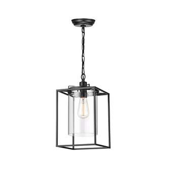 HD Direct 1-Light Brownish Black Single Square Pendant Light with Clear Glass Shade