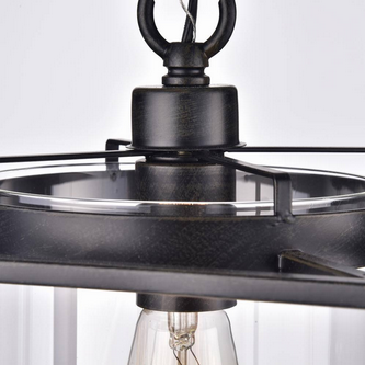 HD Direct 1-Light Brownish Black Single Square Pendant Light with Clear Glass Shade