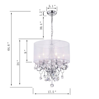 HD Direct 6-Light Candle Style Chrome Drum Chandelier