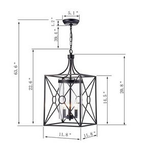 HD Direct 3 -Light Coffee Black Modern/contemporary Clear glass Lantern