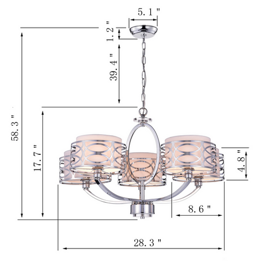 HD Direct 5-Light Polished Chrome Modern/Contemporary