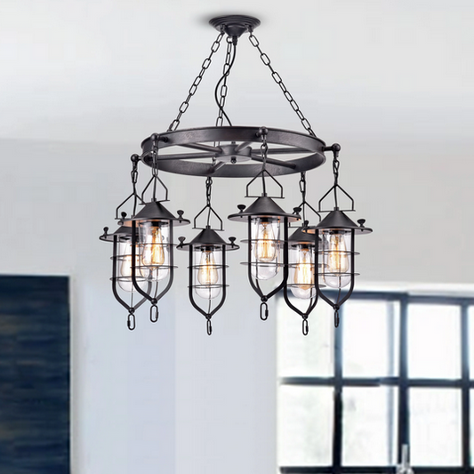 HD Direct 6-Light Wagon Wheel Chandelier