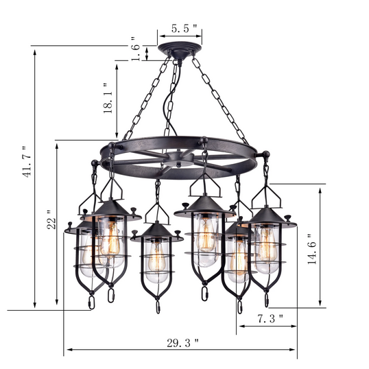 HD Direct 6-Light Wagon Wheel Chandelier