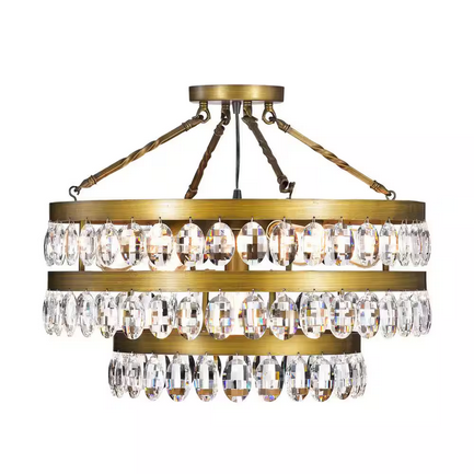 HD Direct 23 in. 7-Light Chandelier Style Bronze Semi Flush Mount