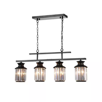 HD Direct 4-Light Black Brushed Coffee Linear Chandelier