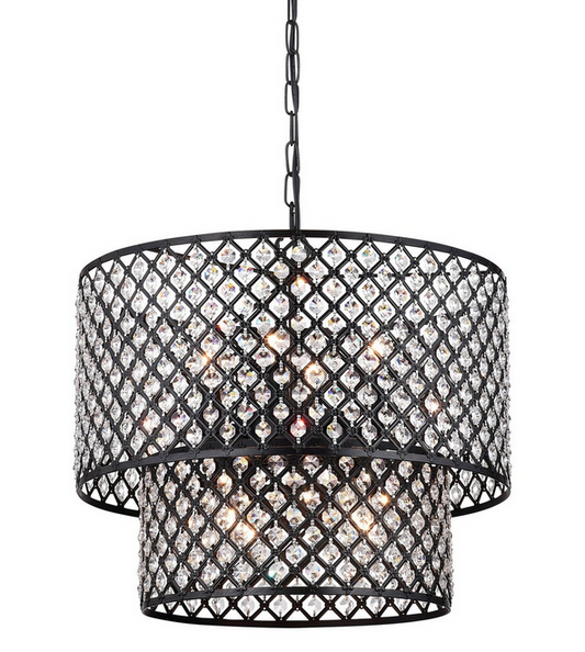 HD Direct Multicolored Metal 2-tier 8-light Drum Chandelier