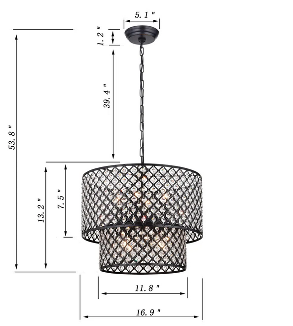 HD Direct Multicolored Metal 2-tier 8-light Drum Chandelier