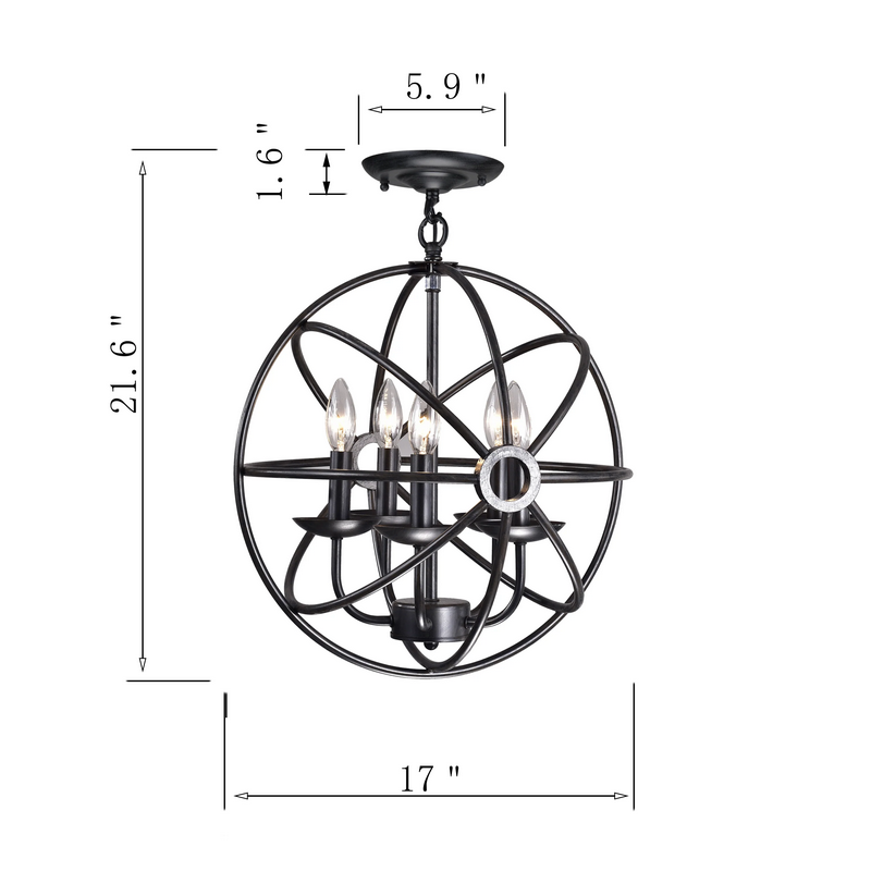 HD Direct 5 - Light Candle Style Globe Pendant