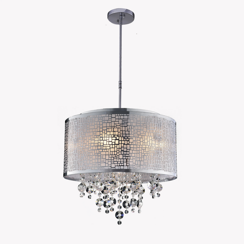 HD Direct 4-Light Shaded Drum Chandelier - Chrome