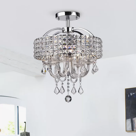 HD Direct 4-light Semi-Flush Drum Chandelier Chrome