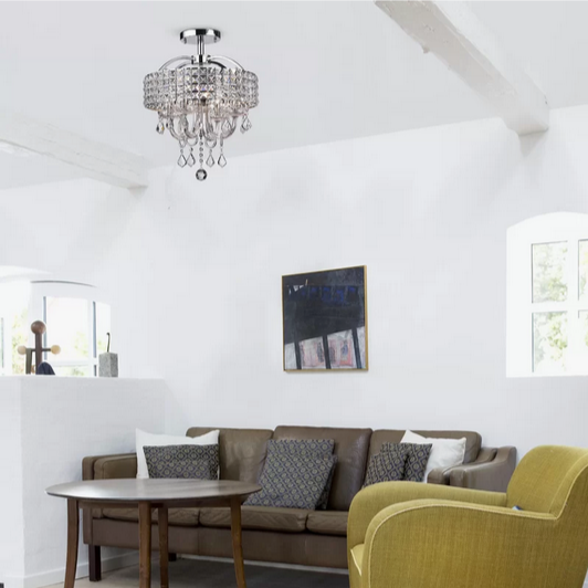 HD Direct 4-light Semi-Flush Drum Chandelier Chrome